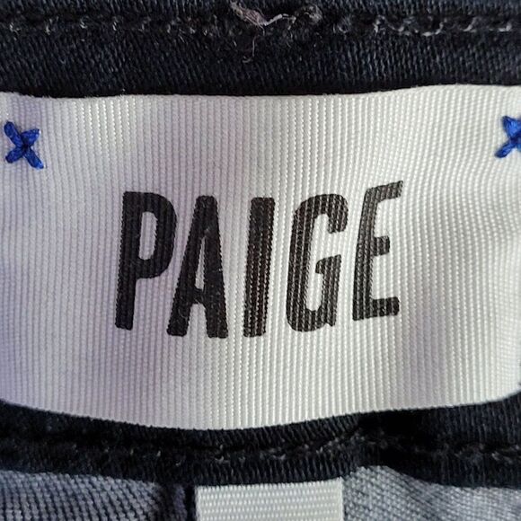 Paige Verdugo Crop Jeans 32 Black Overdye Midrise Ankle Stretch Skinny 5 Pocket - Picture 15 of 15